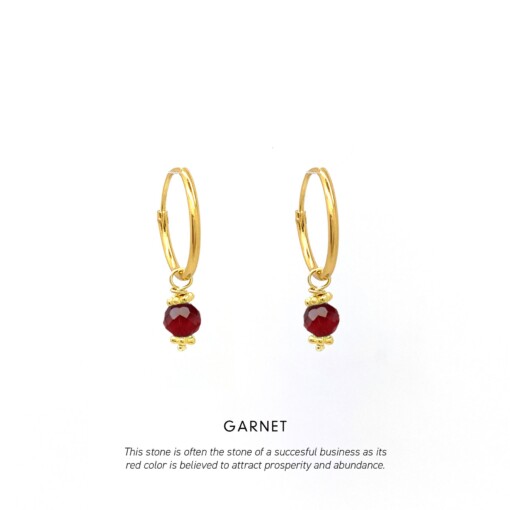 Garnet Triquetra Midi Hoops Gold