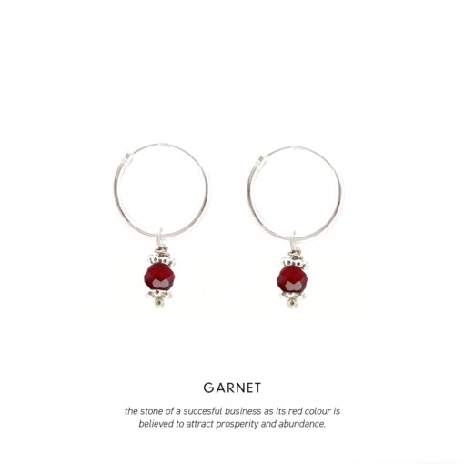 Garnet Triquetra Midi Hoops Silver