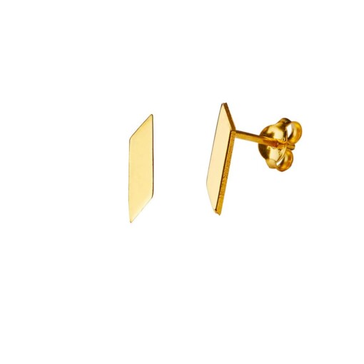 Gold Plated Flat Bar Stud Earring