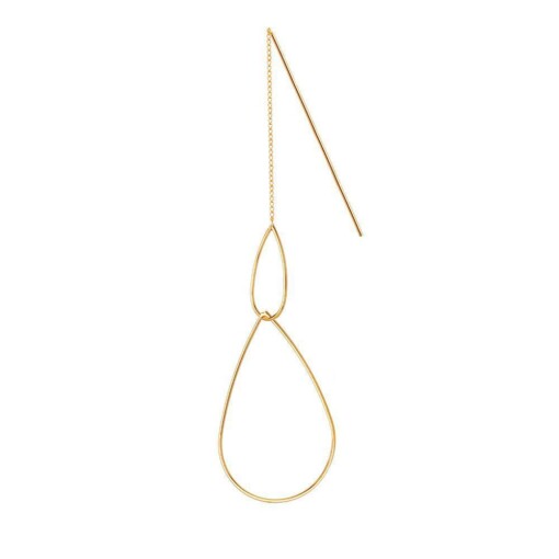 Gold Plated Hanging Earring With Double Droplets