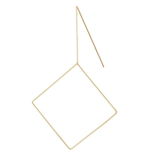 Gold Plated Hanging Earring With Square