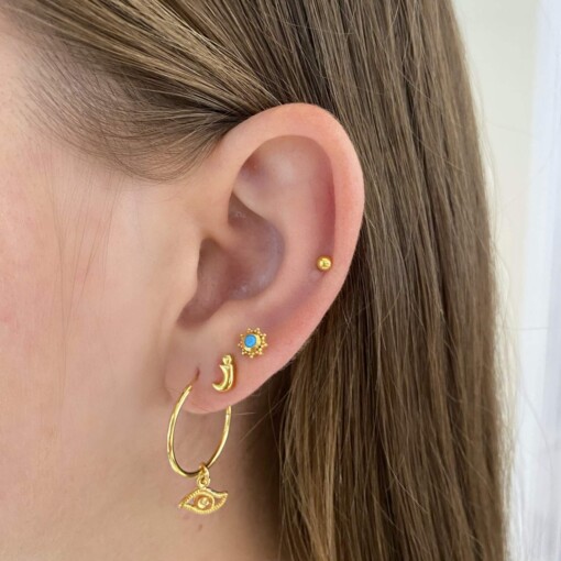 Gold Plated Sun Turquoise Stud Earring