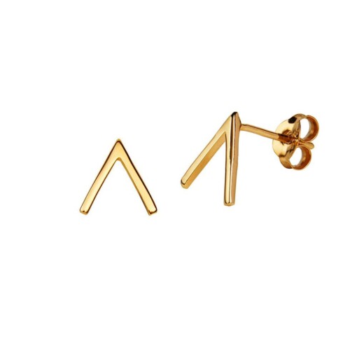 Gold Plated V-Sign Stud Earring