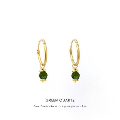 Green Quartz Triquetra Midi Hoops Gold