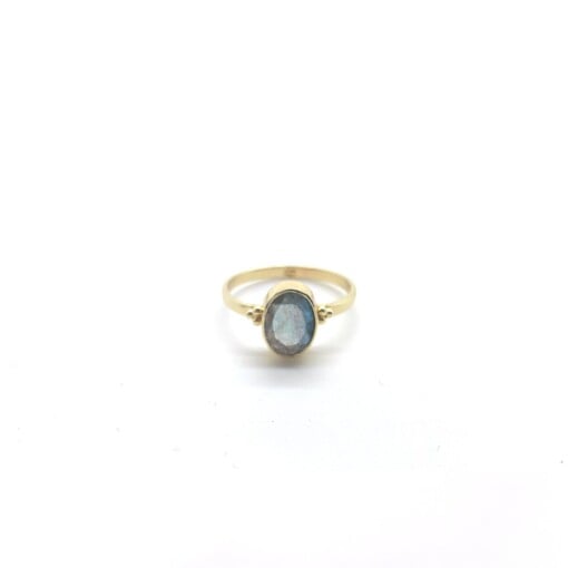 Labradorite 6X8 Oval Triquetra Gold