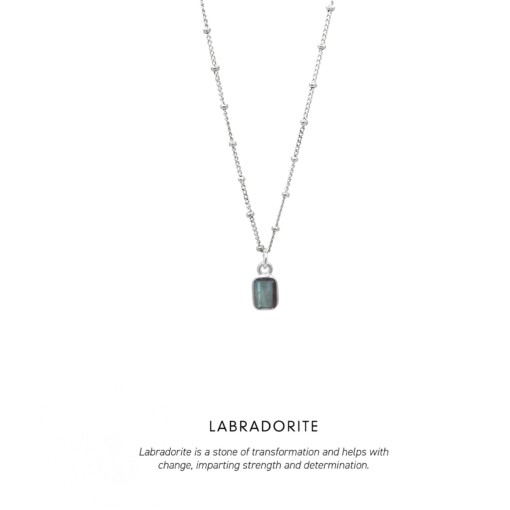 Labradorite Baguette Necklace Silver