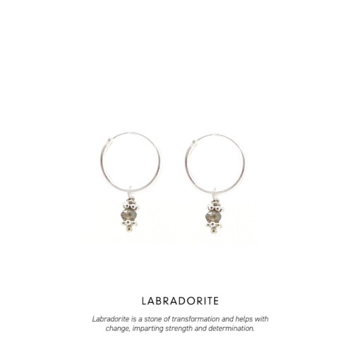 Labradorite Triquetra Mini Hoops Silver