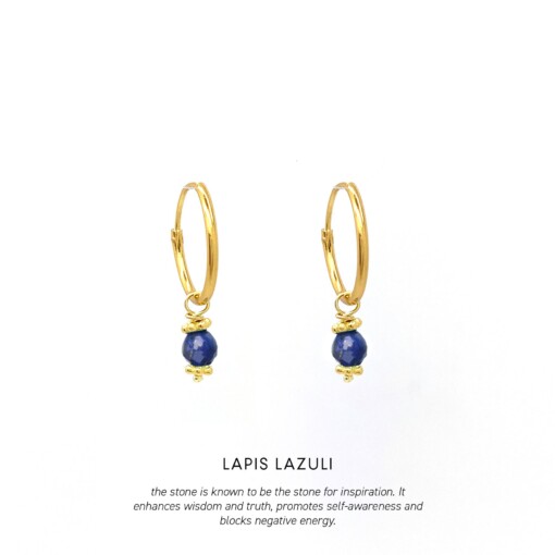 Lapis Lazuli Triquetra Midi Hoops Gold