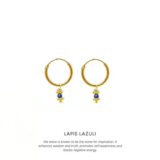 Lapis Lazuli Triquetra Mini Hoops Gold