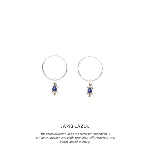 Lapis Lazuli Triquetra Mini Hoops Silver