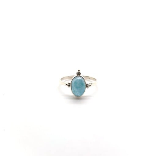 Larimar 6X8 Oval Triquetra Silver