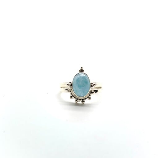 Larimar 6X8 Oval Triquetra Silver
