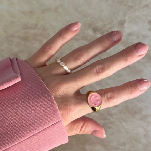 Zoetwaterparel ring rekbaar/one size