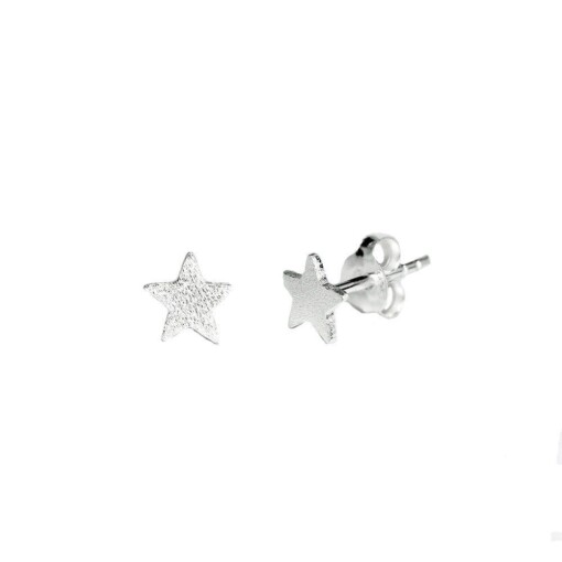 Matt Silver Star Stud Earring