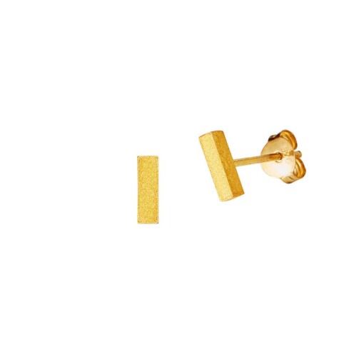 Matte Gold Plated Bar Stud Earring