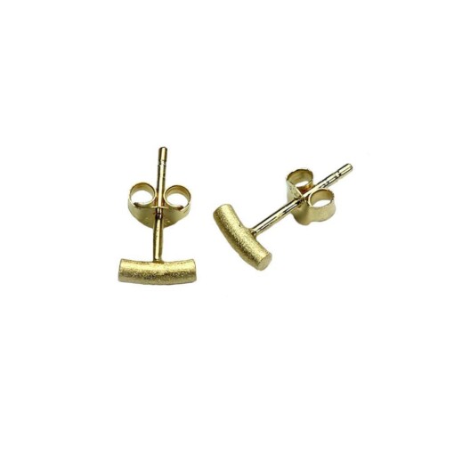 Matte Gold Plated Rod Stud Earring