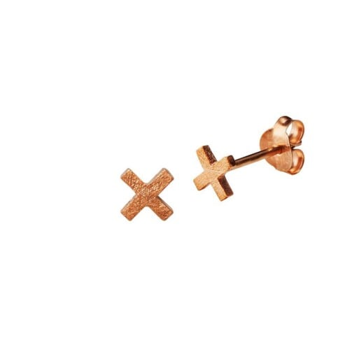 Matte Rosé Gold Plated Cross Stud Earring