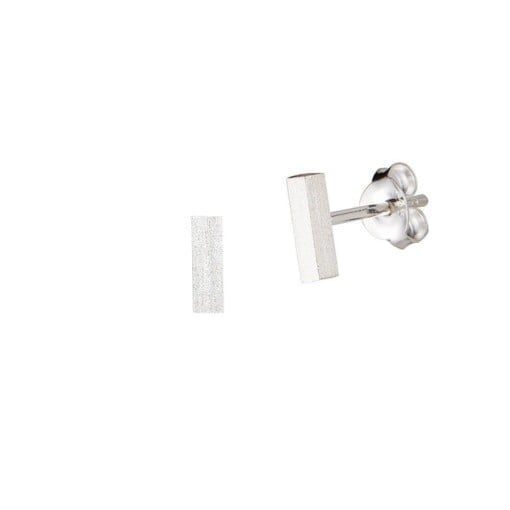 Matte Silver Bar Stud Earring