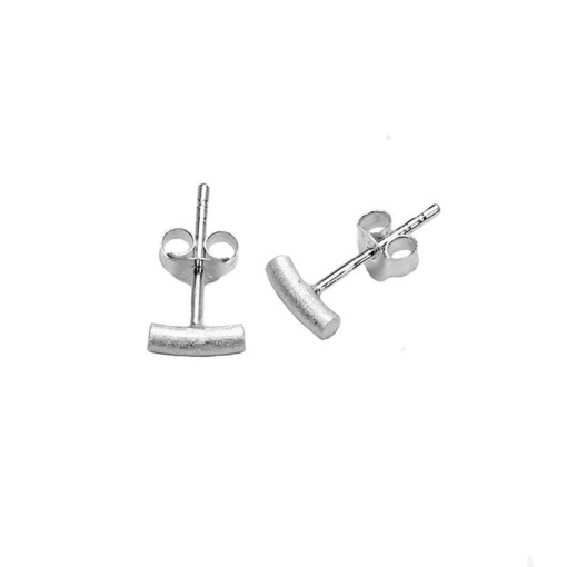 Matte Silver Rod Stud Earring