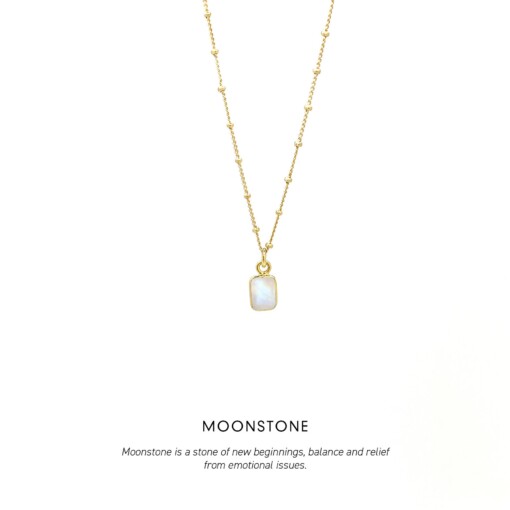 Moonstone Baguette Necklace Gold