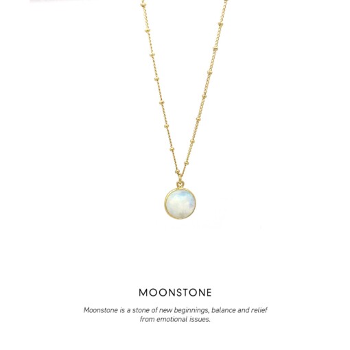 Moonstone Circle Gem Necklace Gold