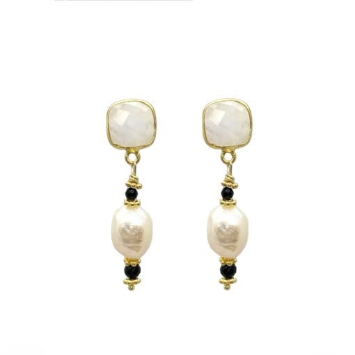 Moonstone Pearl Drop Earrings