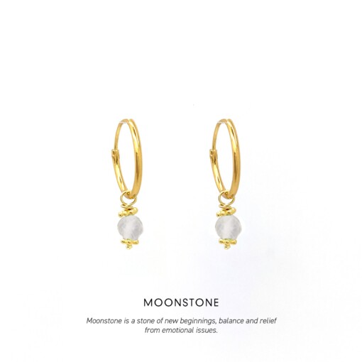 Moonstone Triquetra Midi Hoops Gold