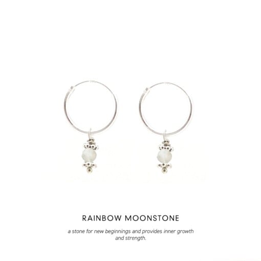 Moonstone Triquetra Midi Hoops Silver