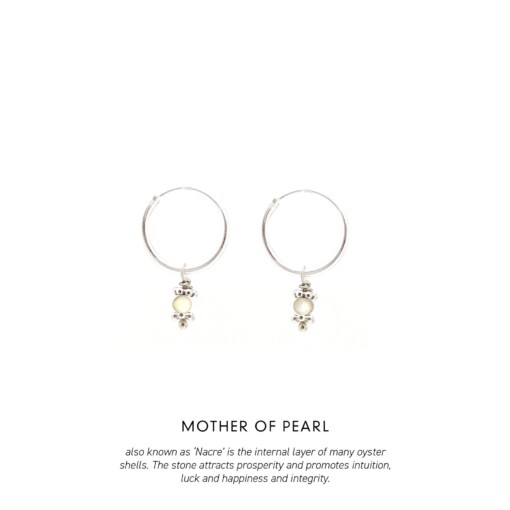 Mother of Pearl Triquetra Mini Hoops Silver