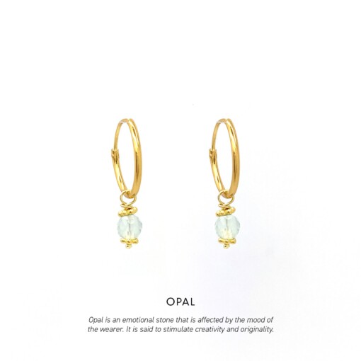 Opal Triquetra Midi Hoops Gold