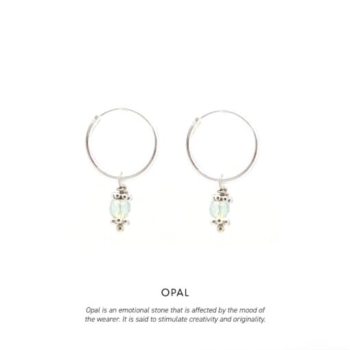 Opal Triquetra Midi Hoops Silver