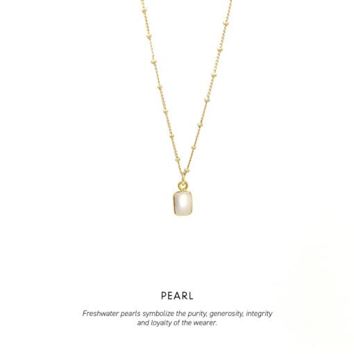 Pearl Baguette Necklace Gold
