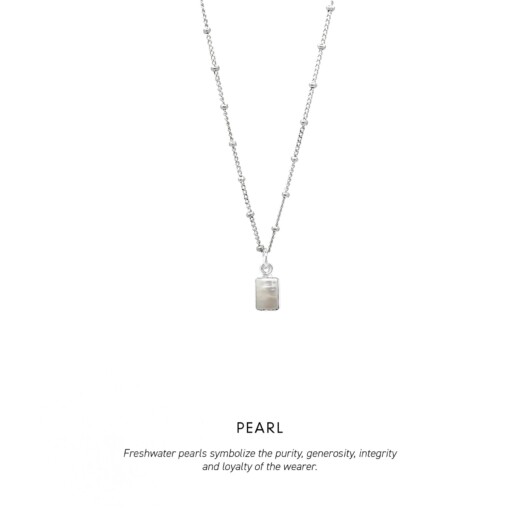 Pearl Baguette Necklace Silver
