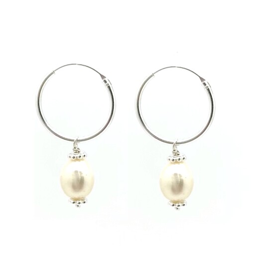 Pearl Hoop Silver