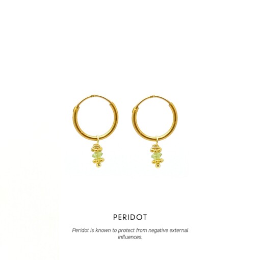 Peridot Triquetra Mini Hoops Gold