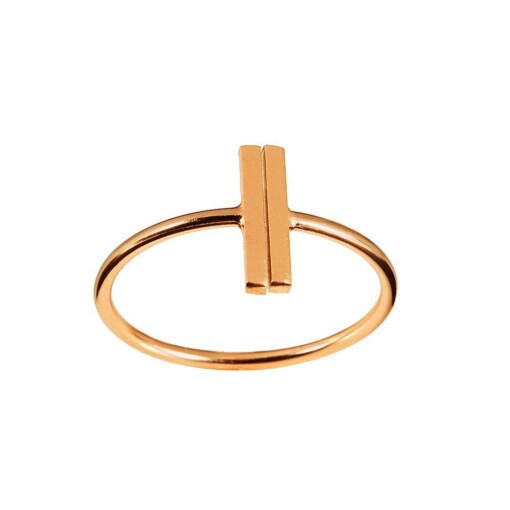 Pink Rose Plated Ring With Two Rods