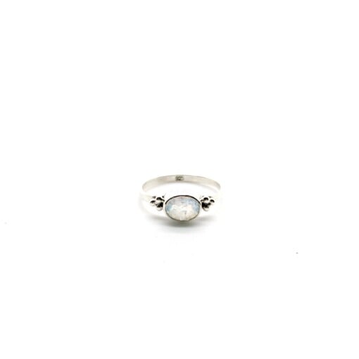 Rainbow Moonstone Facet Oval Triquetra Silver