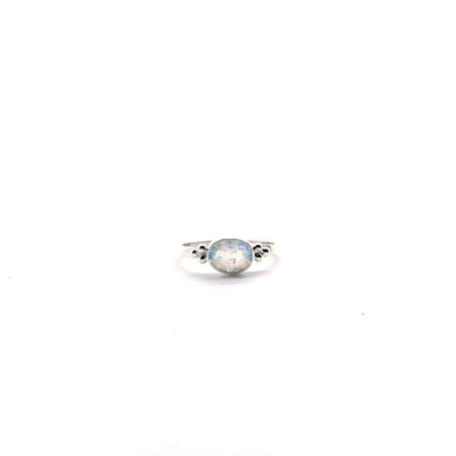 Rainbow Moonstone Facet Oval Triquetra Silver
