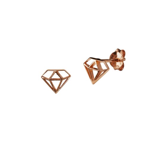 Rosé Gold Plated Big Diamond Stud Earring