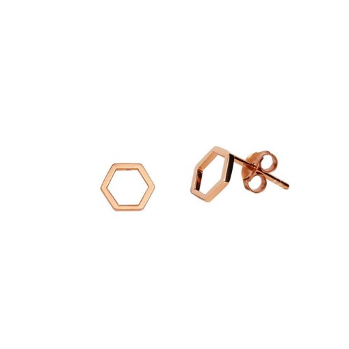 Rosé Gold Plated Hexagon Stud Earring