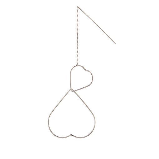 Silver Hanging Earring With Double Hearts