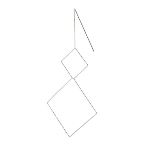 Silver Hanging Earring With Double Squares