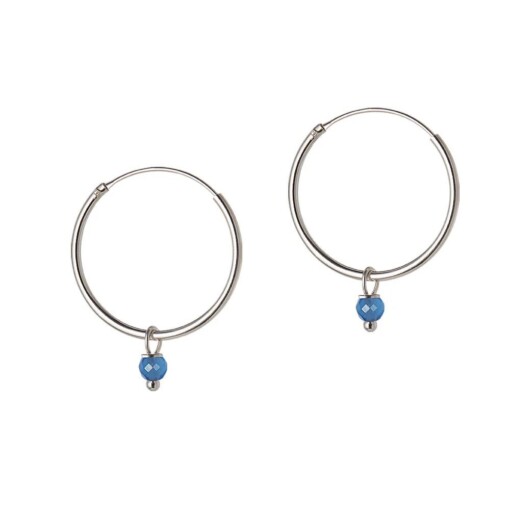 Silver Hoop With Blue Stone