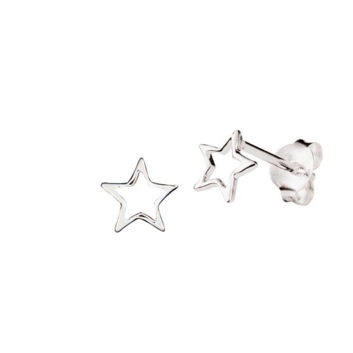 Silver Open Star Stud Earring