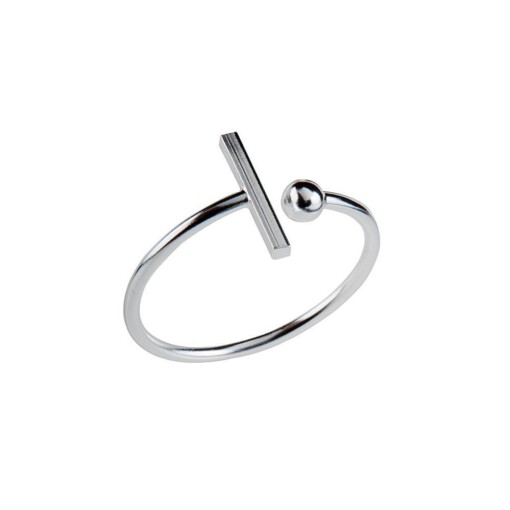 Silver Ring With Rod and Ball