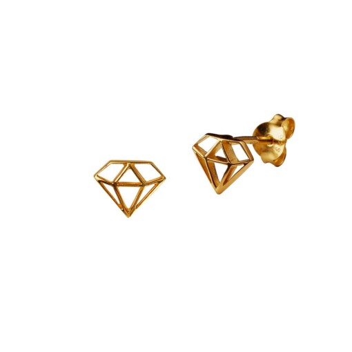 Small Gold Plated Diamond Stud Earring