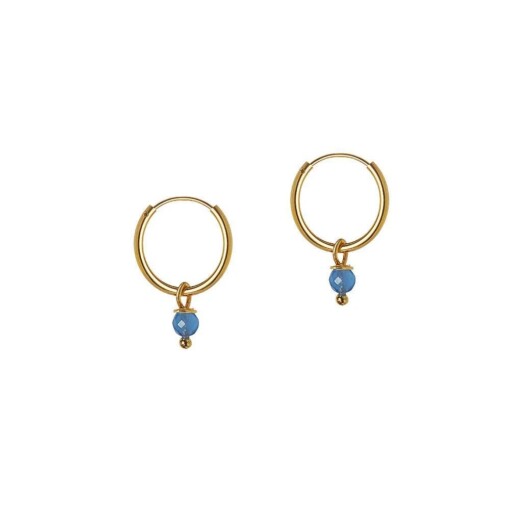 Small Gold Plated Hoop With Blue Stone
