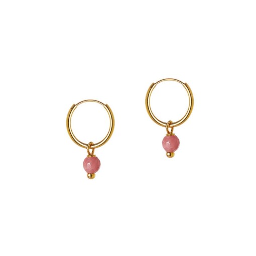 Small Gold Plated Hoop With Pink Stone
