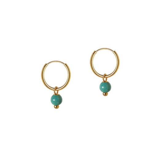Small Gold Plated Hoop With Turquoise Blue Stone