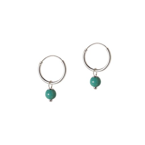 Small Silver Hoop With Turquoise Blue Stone